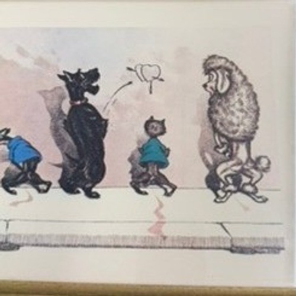 VTG Boris O'Klein Comme Nos Maitres Framed Print Dirty Dogs of Paris Art RARE - Picture 4 of 9
